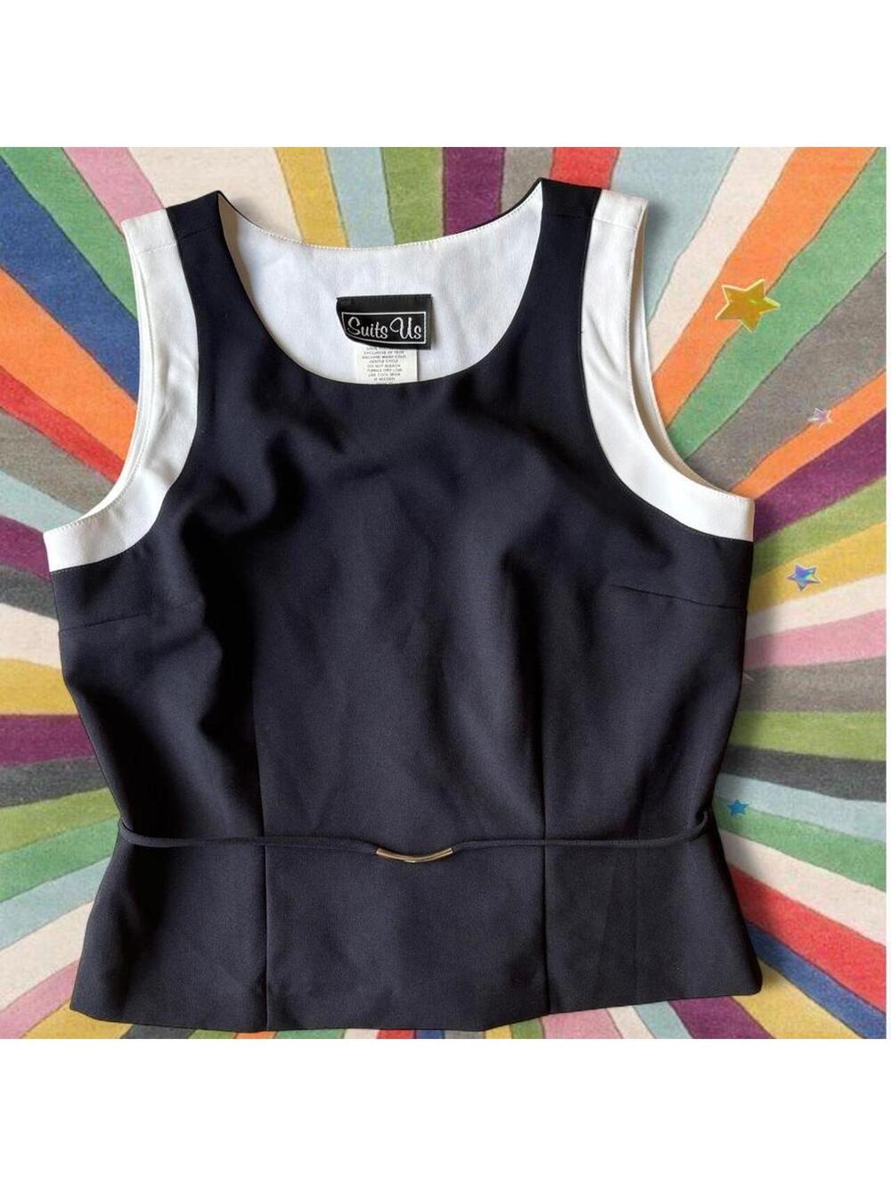 Classic vintage 90s navy blue structured top